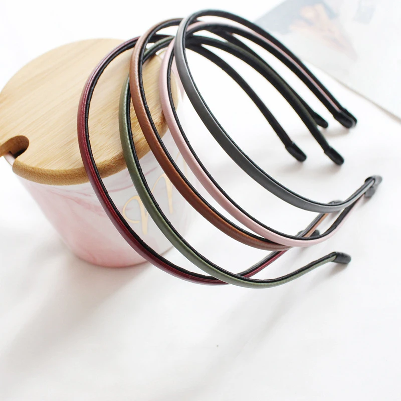 

Women Leather Headband Retro Hairbands for Women Girls Solid Color Bath Hair Band Female Hair Accessories Handmade Head Hoop