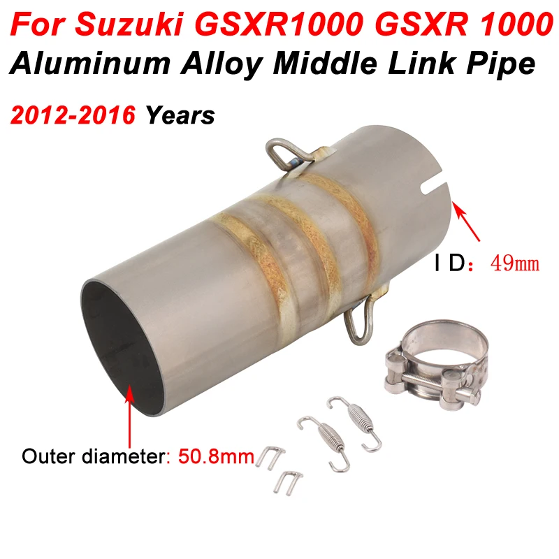 

Slip On For Suzuki GSXR1000 GSXR 1000 2012 - 2021 Motorcycle Exhaust Escape Modify Titanium Alloy Middle Link Pipe Moto Muffler