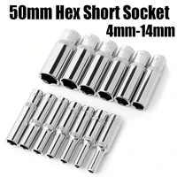 4mm 14mm 50mm hex short socket 14 6 35mm head interface socket wrench metric hex wrench sleeve ratchet wrench repair hand tool
