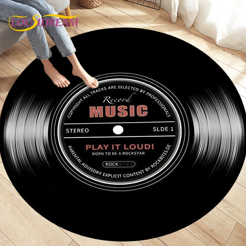 Classical Music Vinyl Record Round Rug,Carpets for Living Room Chair Decoration,Children's Play Crawling Soft Non-slip Floor Mat