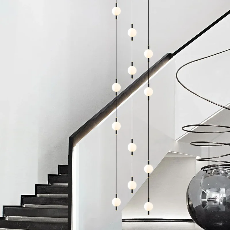 

Stairs Modern Nordic Chandelier Loft Duplex Living Room Hotel Lobby Long Chandelier Home Decorative Lighting