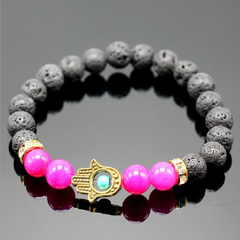 

Creative Buddha Palm Lava Stone Beads Bracelet Healing Balance Prayer Natural Stone Yoga Bracelet For Men Women