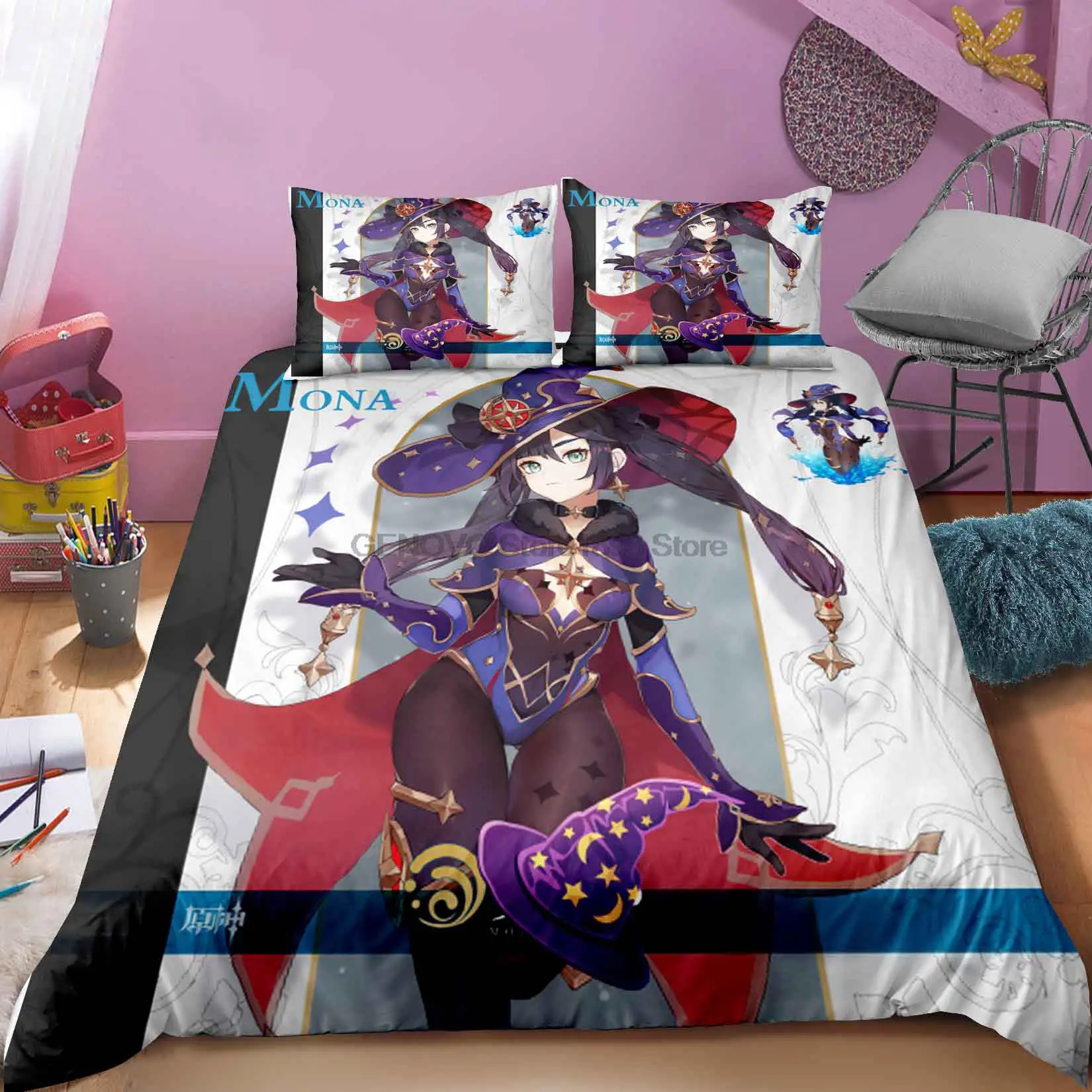 

Anime Genshin Impact 3D Printed Bedding Set King Duvet Cover Pillow Case Comforter Cover Bedclothes Bed Linens 02