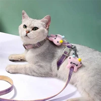 cat dog collar harness leash adjustable pet traction rope puppy kitten halter collar chest strap cute rabbit pets harness belt