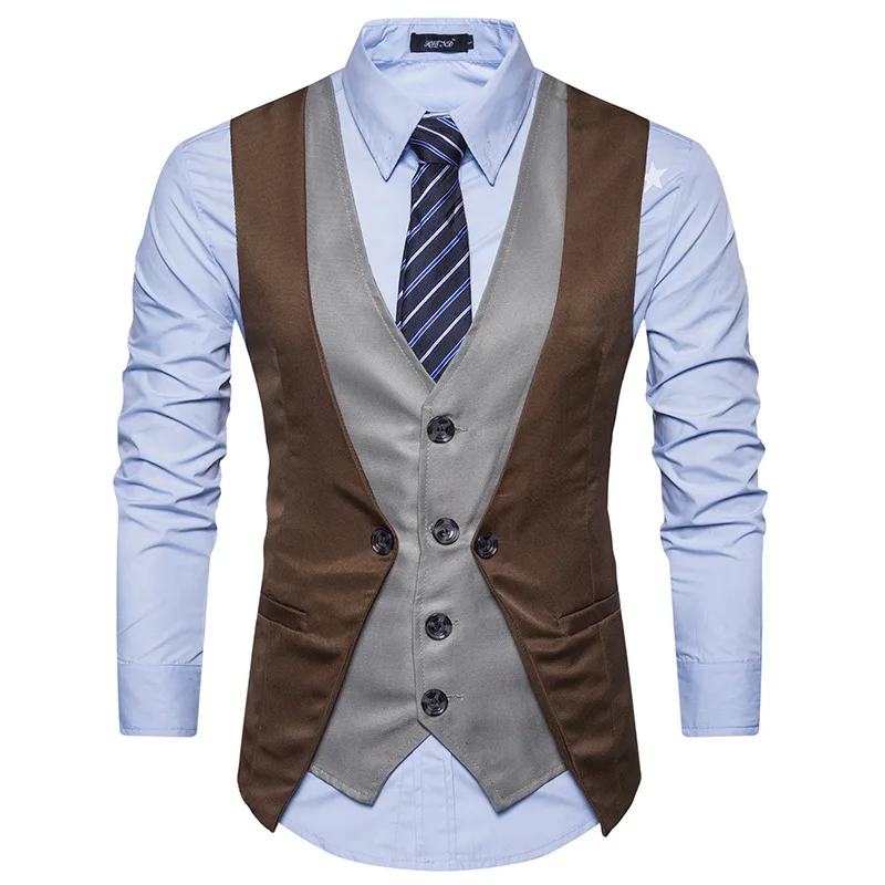 

New Men's Single Breasted Casual Vest Waistcoat Casual Formal Groomsman Wedding