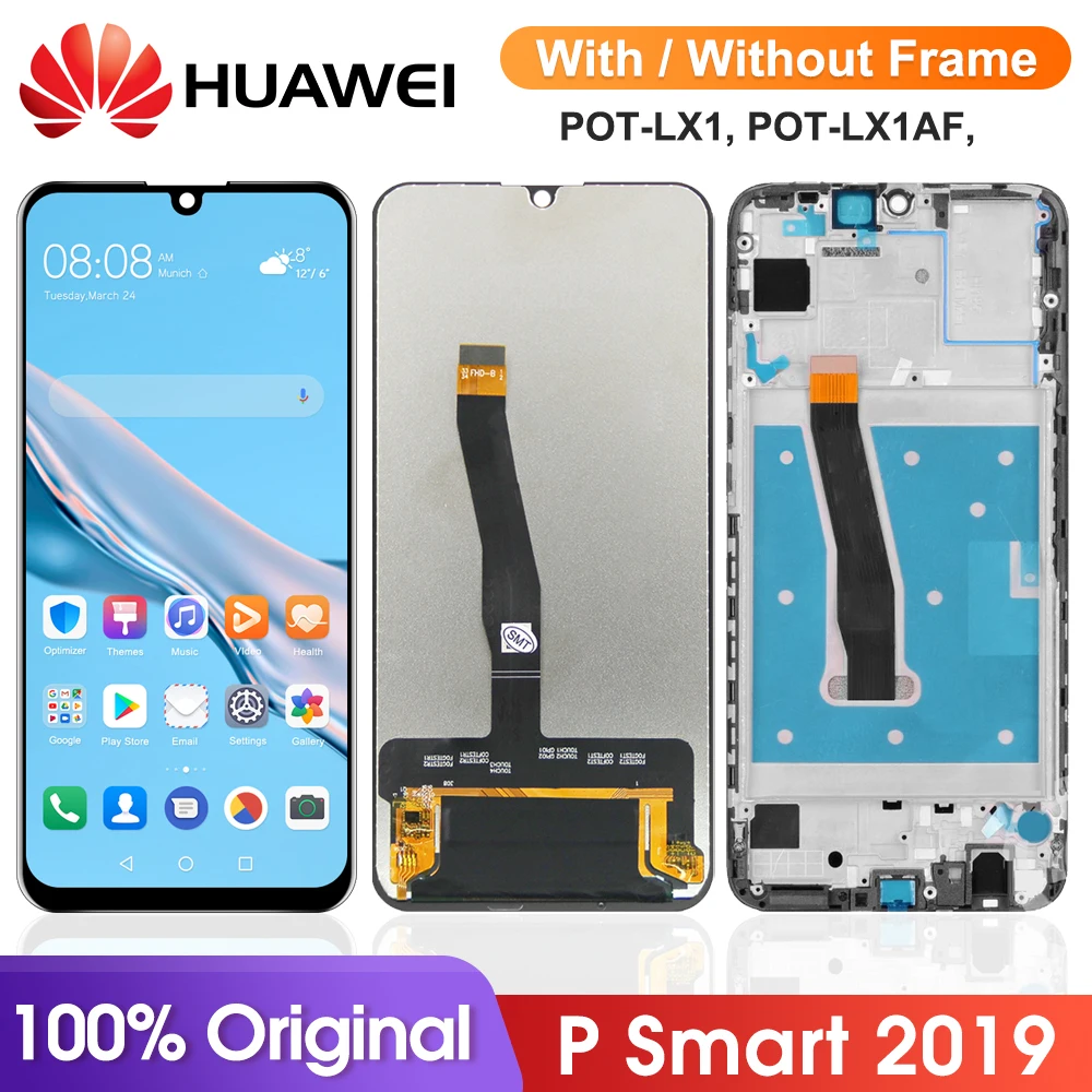 

6,21 ''оригинальный P Smart 2019 Lcd сенсорный экран дигитайзер Запчасти с рамкой для Huawei P Smart 2019 POT-LX1 LX2 LX3