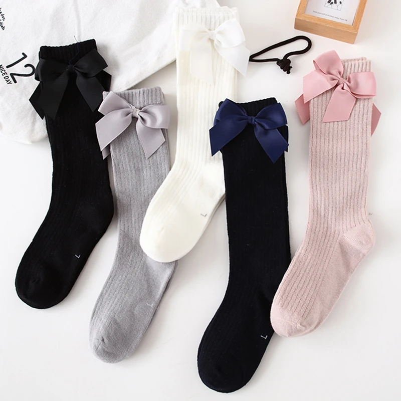 

Baby Girl Socks Autumn Knee High Princess Socks for Girl Sweet Cute Long Tube Kids Candy Color Bows Leg Warmer Baby Stuff 1-12T