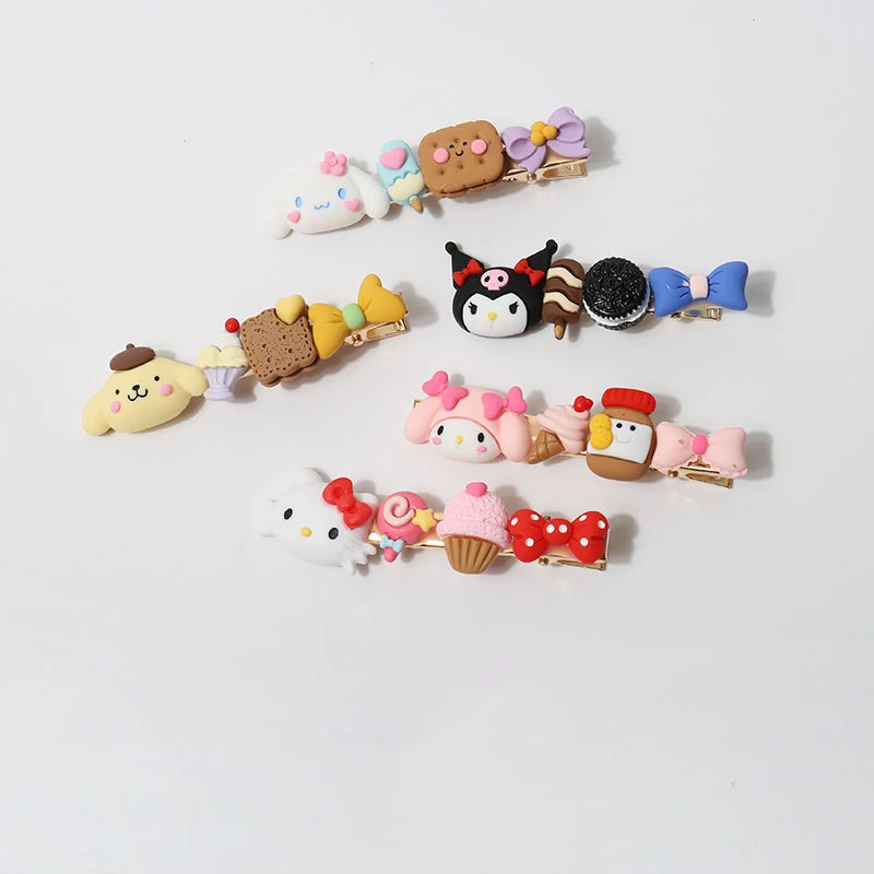 

Kawaii Sanrio заколка для волос Hello Kittys Kuromi Cinnamoroll My Melody помпон пурин милые красивые аксессуары для волос шпилька для волос подарок для девочек