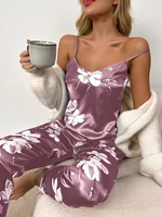 floral print satin cami pajama set