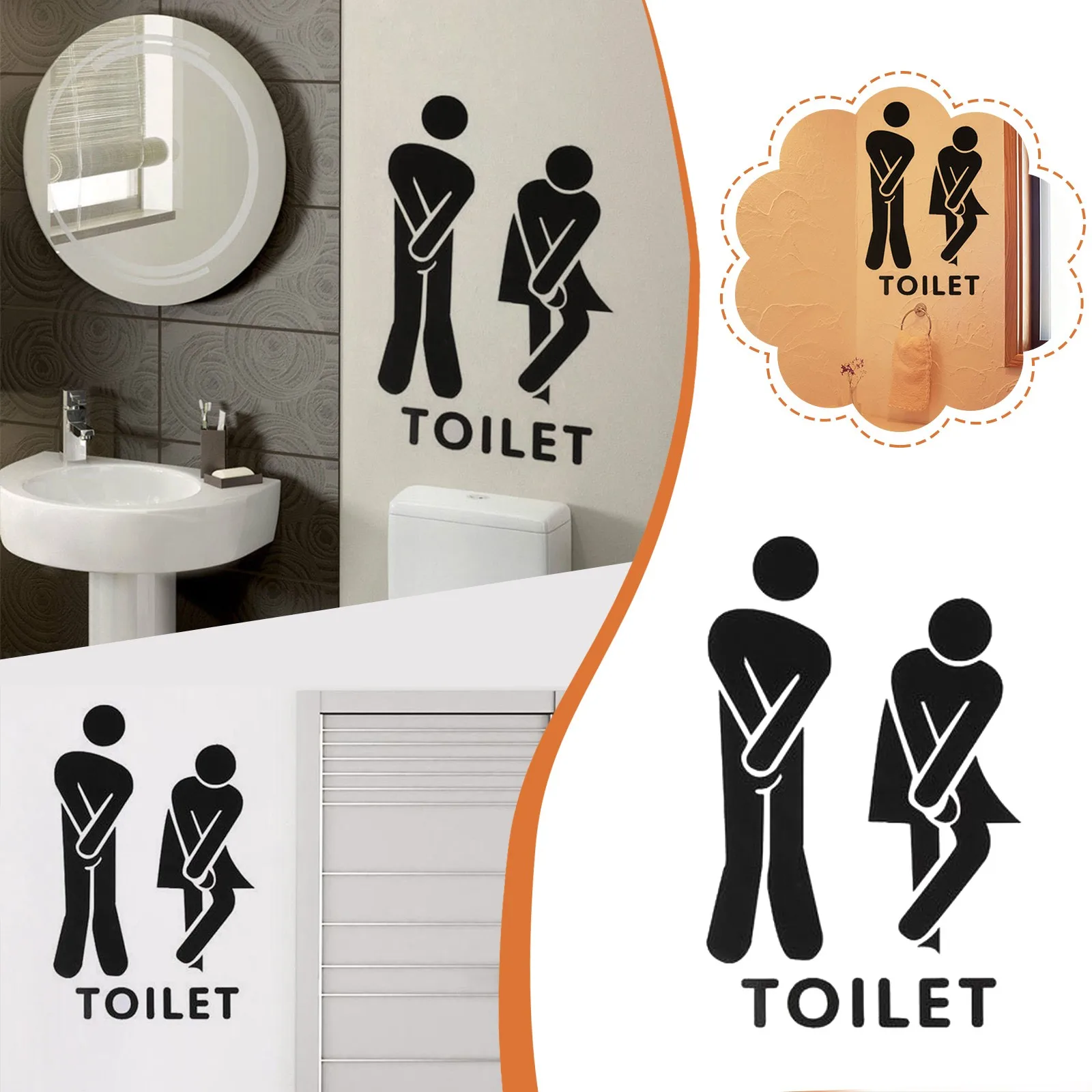 

Springs Sticker Toilet Door Stickers Creative Men And Women Toilet Solid Color Stickers PVC Wall Stickers