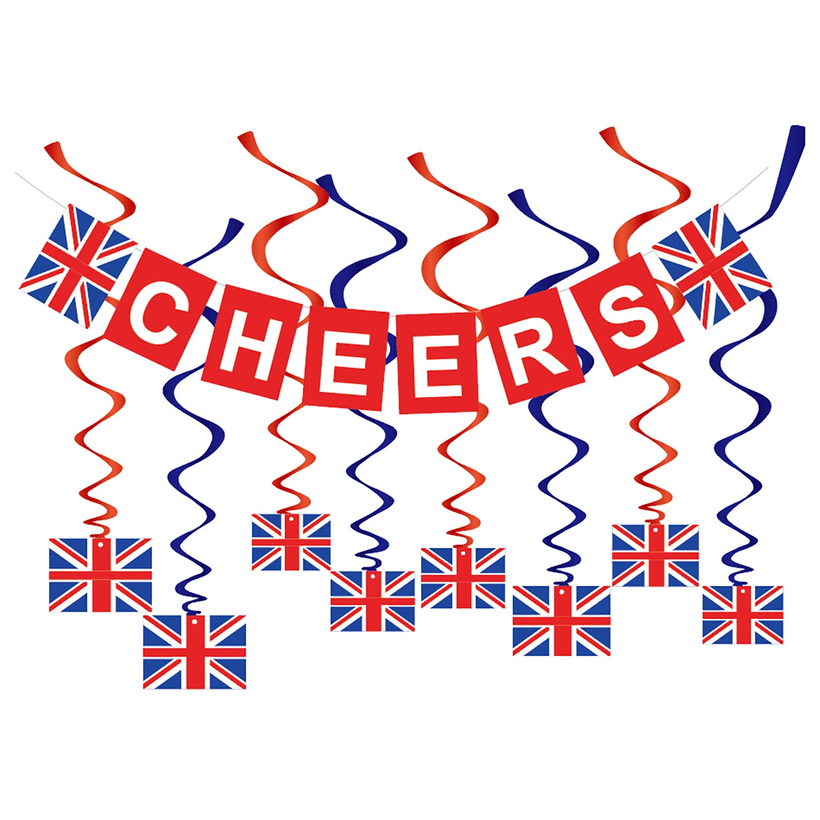 

9.8ft UK British Flag Party Banner Cheers 2022 Queen's Jubilee Bunting Flag Banner Decors Patriotic Hanging Ornament Bunting