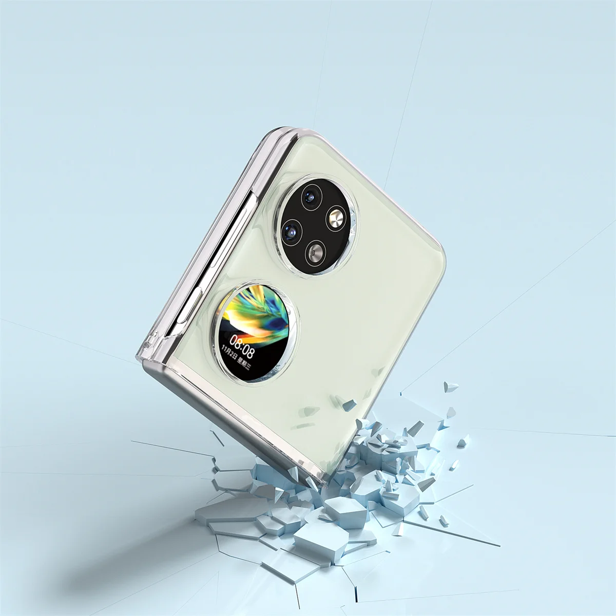 Прозрачный жесткий чехол из поликарбоната для телефона HuaWei P50 Pocket 2