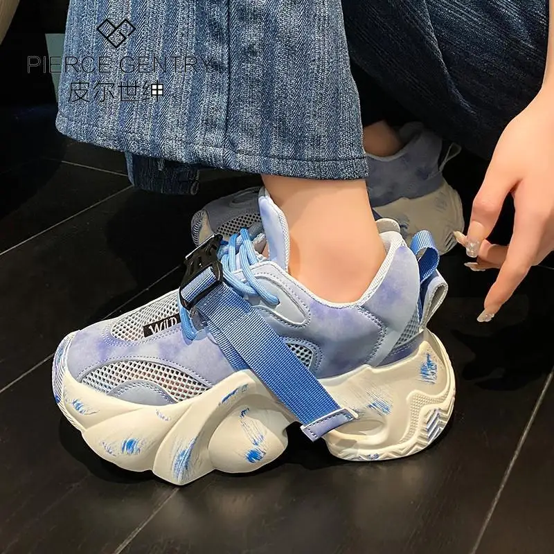 Dad Shoes Women's 2023 Summer New Mesh Breathable Platform Height Increasing Sports Casual Shoes