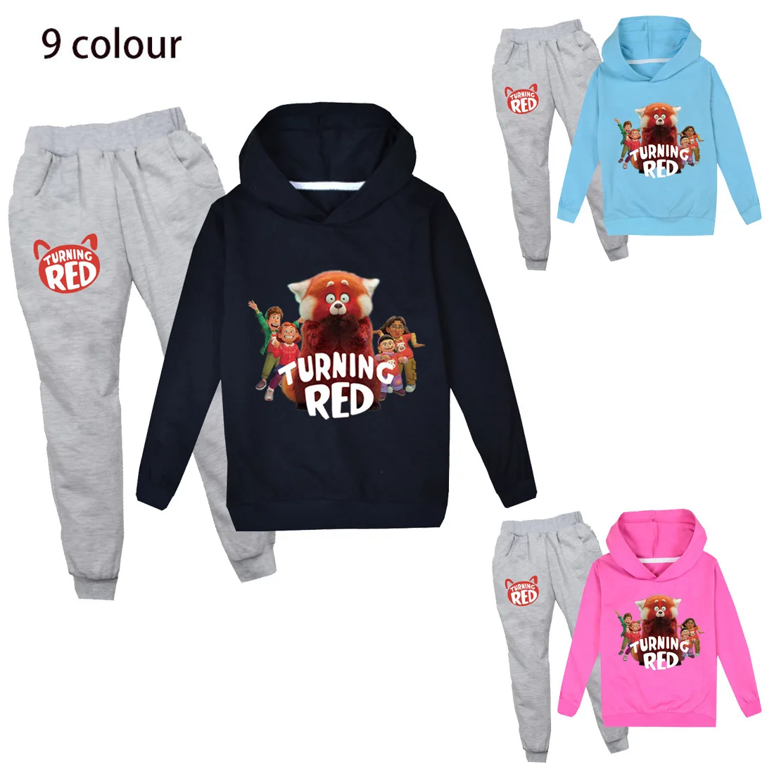 

Turning Red 2022 Disney Spring and Autumn Boys and Girls Casual European and American Children's Hooded Sweater + Pants