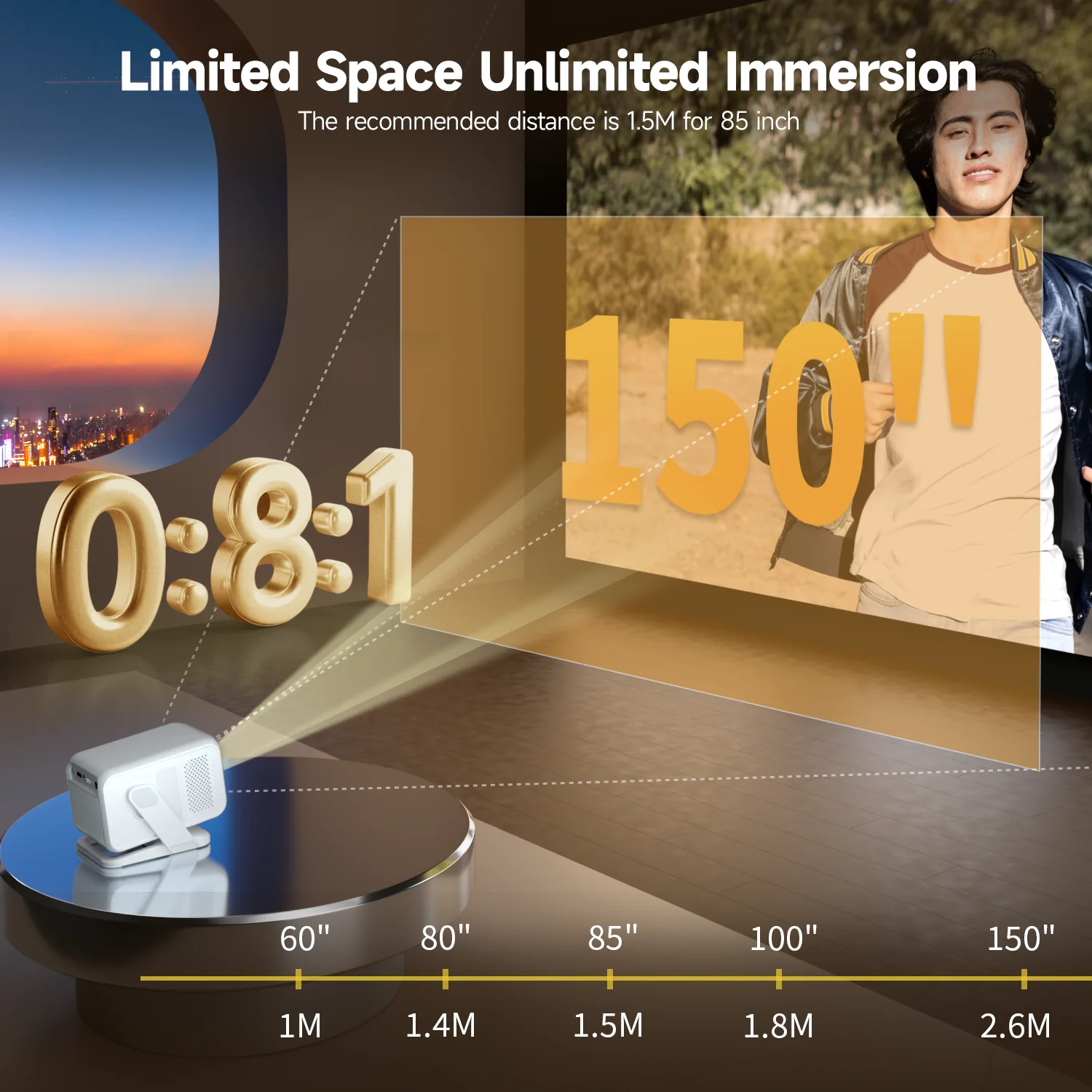 Фото Новый портативный проектор Magcubic HY310X с автофокусом, Android 14, поддержка Full HD 1080P, для домашнего и уличного кинотеатра №4