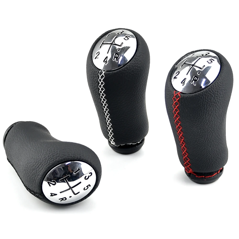 

Black Gray Stitch Chromed Cap MT Gear Shift Knob for Renault Scenic II MK2 Megane 2 MK2 MK Clio III MK3 Shifter Headball Pen Arm