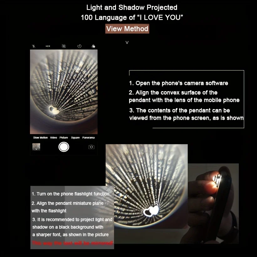 Женская медная подвеска из титановой стали с проекцией Я тебя люблю на 100 языках