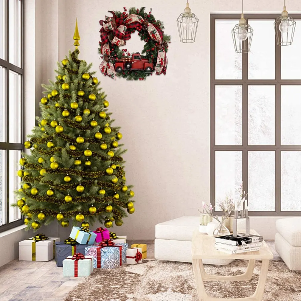 

Рождественский венок с бантом, рождественские искусственные дверные гирлянды, украшения для дома, подарок