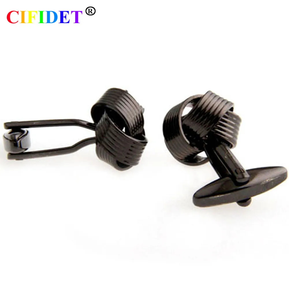 Запонки CIFIDET мужские с бархатной сумкой и подарочной коробкой модные черные