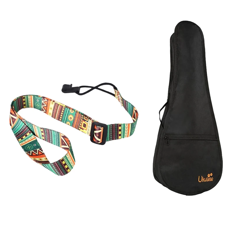 

1Pcs Adjustable Soft Polyester Guitar Shoulder Strap Belt Band Hook Strap & 1Pcs 23 Inch Black Uke Bag Portable Ukulele Gig Bag