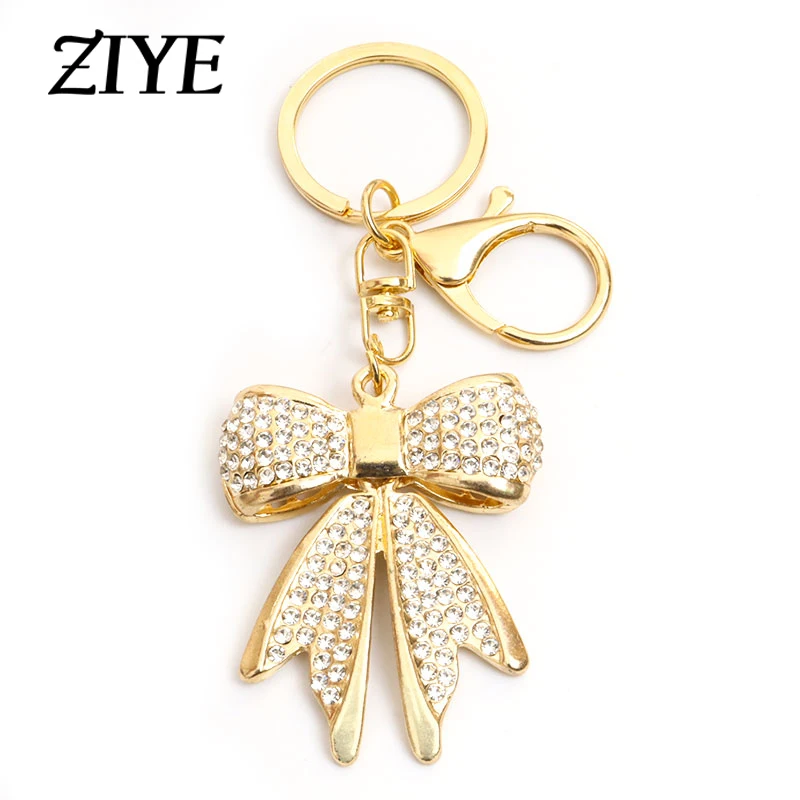 

Fashion Crystal Romantic Bowknot Keychain Enamel Pendant Keyring Gold Color Alloy Keychain Unique Design Jewelry Gift Accessorie
