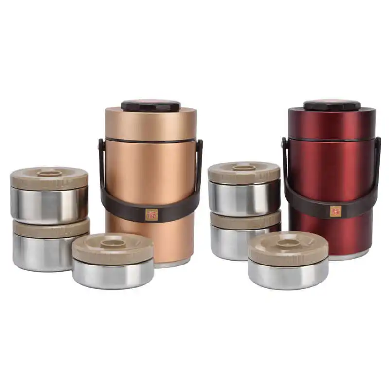 

Vacuum Lunch Box Insulated Food Food Jar 2.3L Comfortable Handle 304 Stainless Steel Portable for Work for Student for Travel