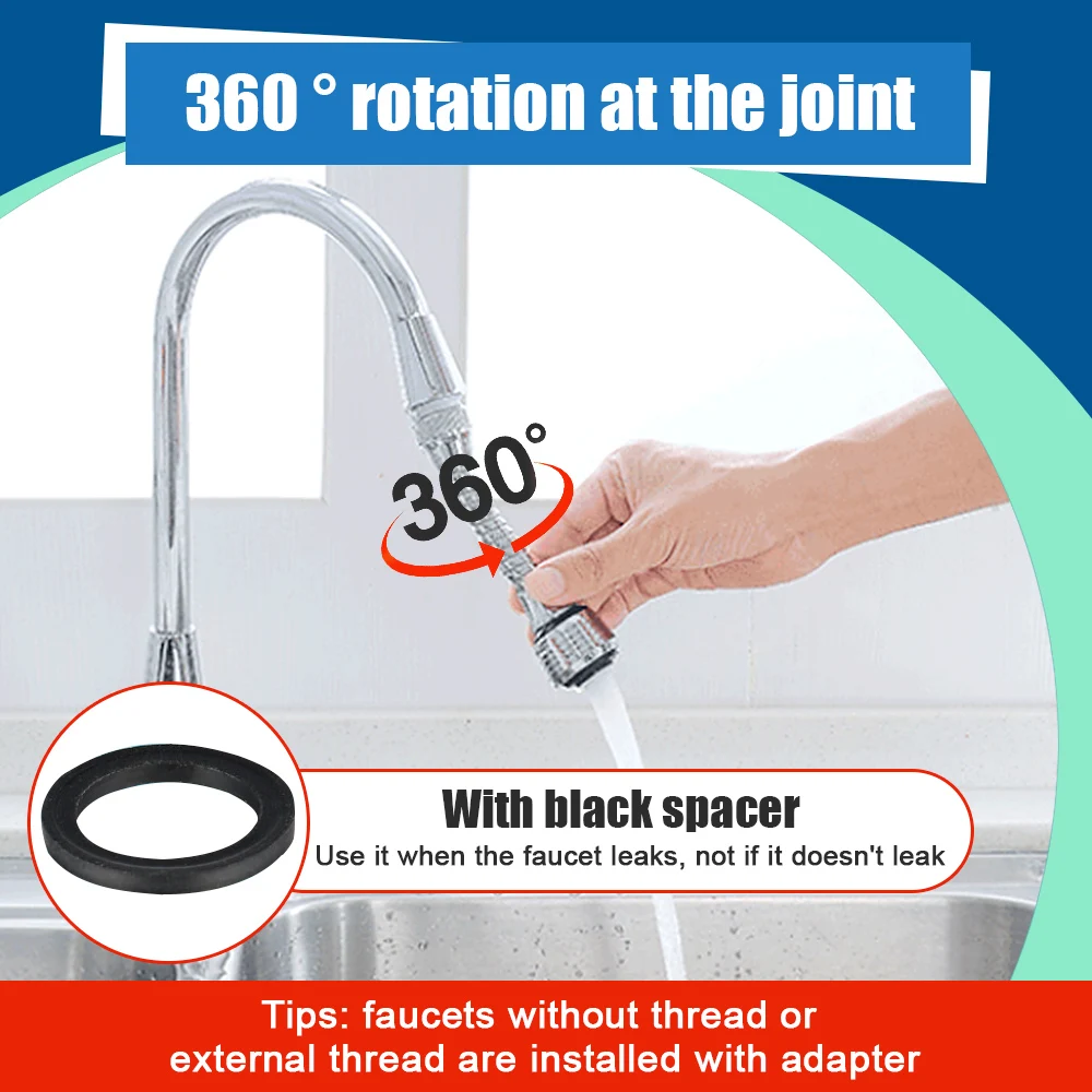 

360 Degree Faucet Bubbler Kitchen Faucet Aerator Water Saving High Pressure Nozzle Tap Adapter Adjustable Water Filter Diffuser