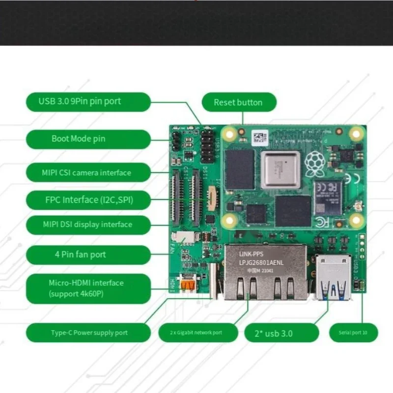 Плата расширения Raspberry pi cm4 Вычислительный модуль 4-ядерная плата Pi 4 порта с