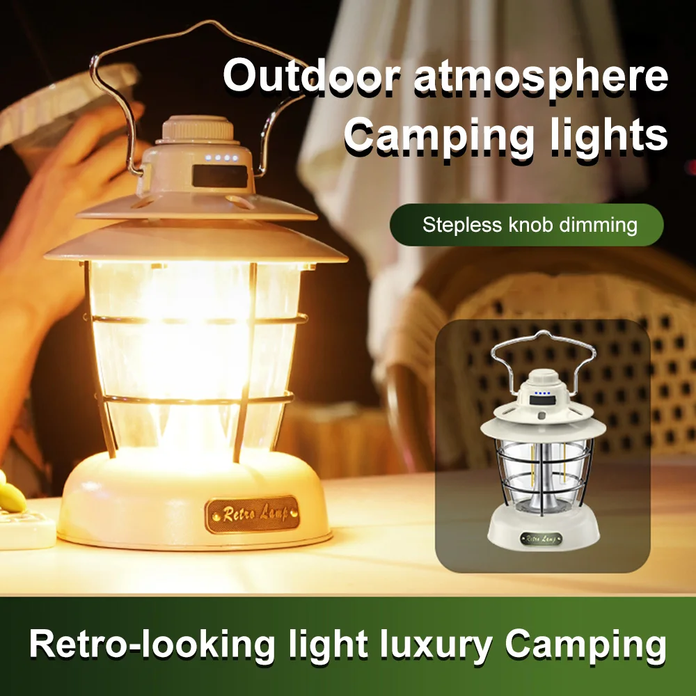 

4500mAh Camping Portable Retro Lantern Vintage Tent Lighting Lantern Decoration Waterproof Outdoor Garden Street Path Lawn Lamp