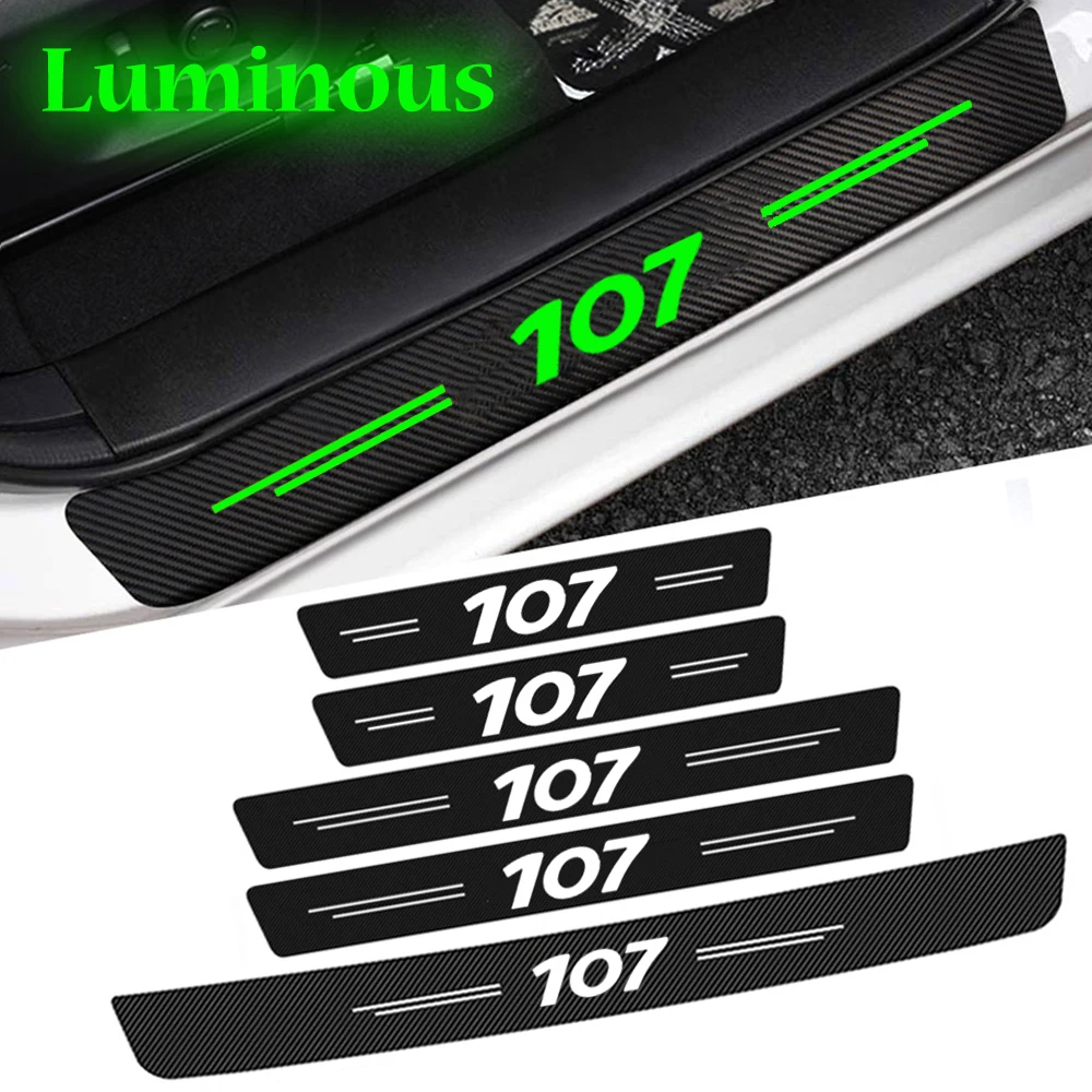 Luminous Car Door Sill Protector Rear Trunk Bumper Threshold Stickers for Peugeot 107 Logo Emblem 308 208 206 407 Accessories