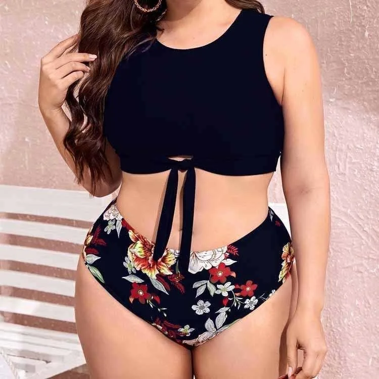 

Женский раздельный купальник большого размера с высокой талией