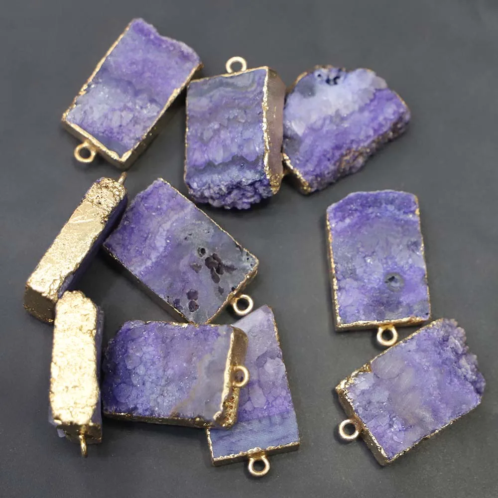 

Natural Stone Tooth Cluster Irregularity Necklace Purple Crystal Pendants Rough Charms Fashion Jewelry Accessorie Wholesale 7Pcs