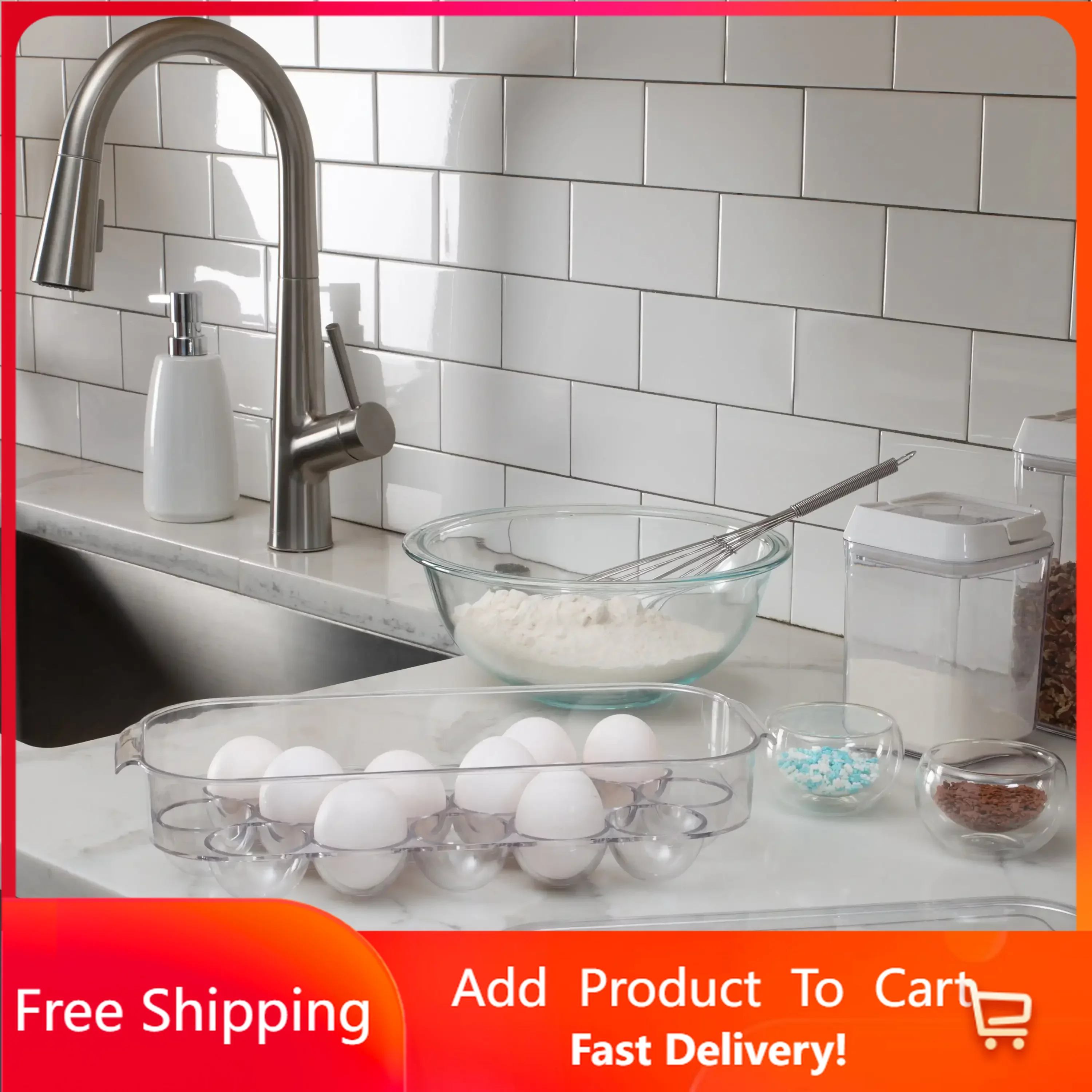 

16 Compartment Plastic Egg Holder, Container Organizer, Kitchen Storage, Food Container, Food Storage,Plastic Storage Containers