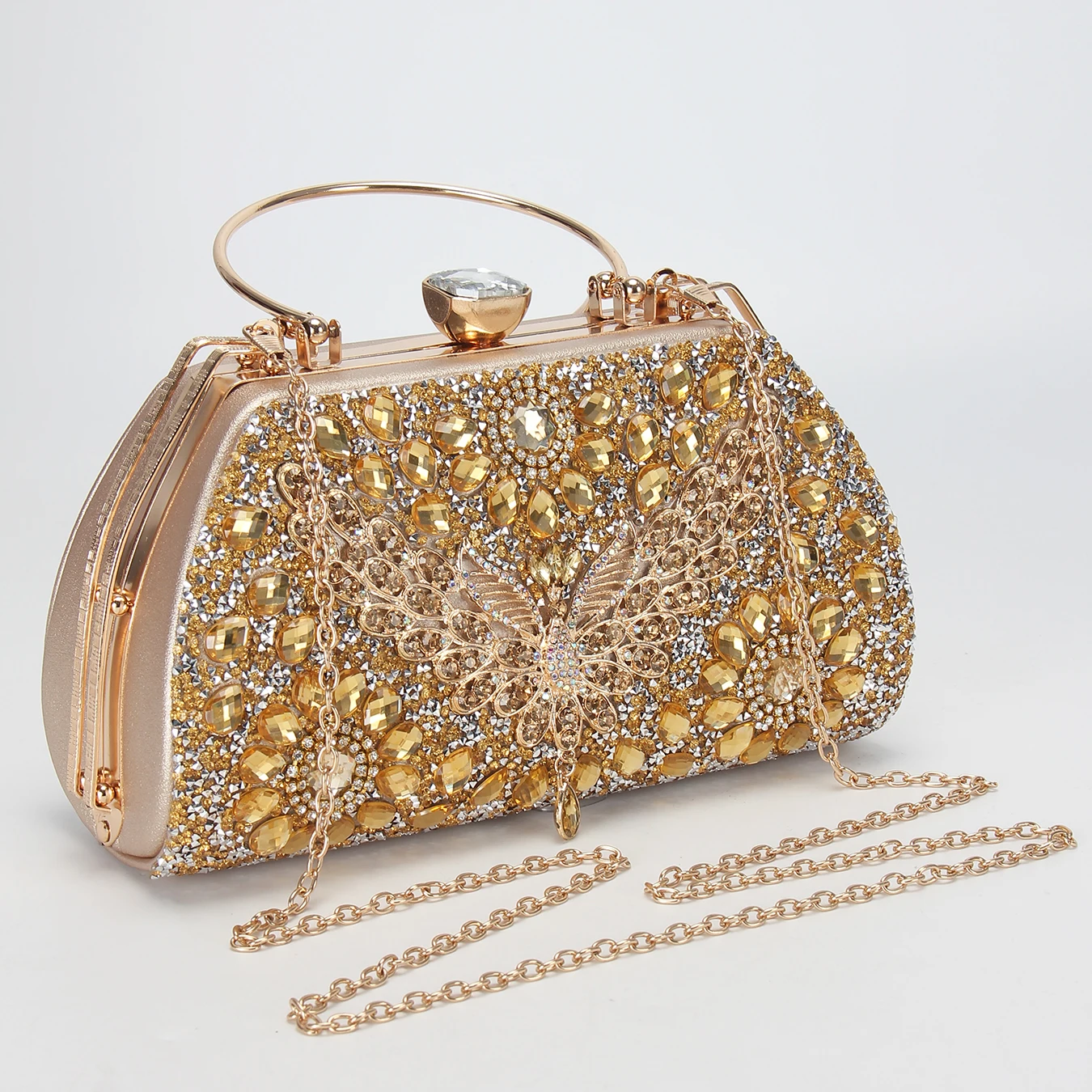 Роскошная вечерняя сумочка с бриллиантами свадебный клатч дизайном бабочки со