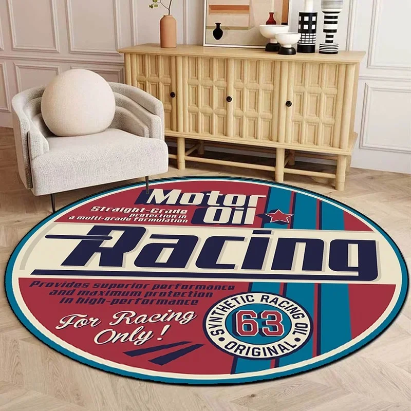 Круглый ковер с постером в стиле ретро для гостиной спальни аренда автомобиля