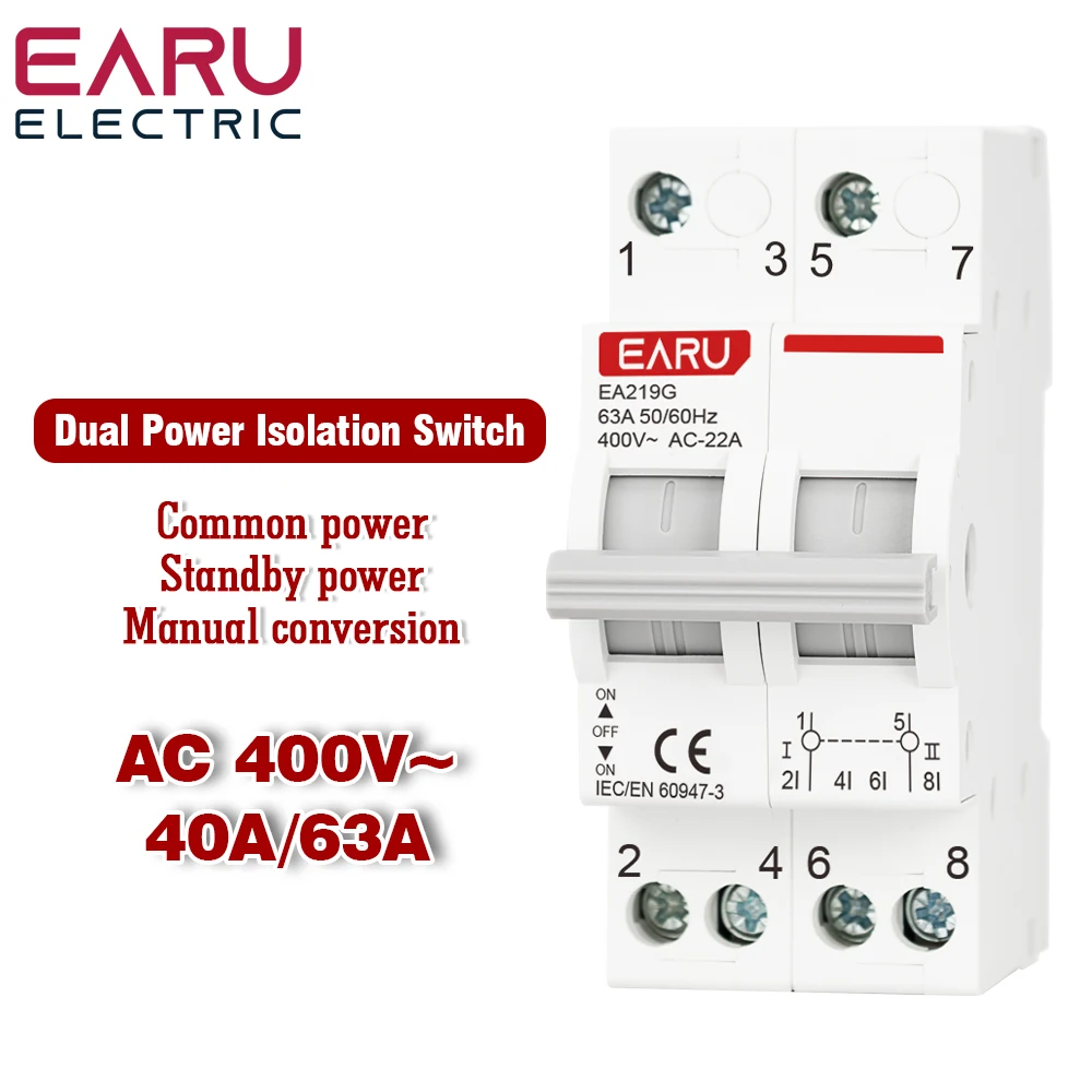 

EARUELECTRIC Ручной изолирующий переключатель 2P 63A 400V