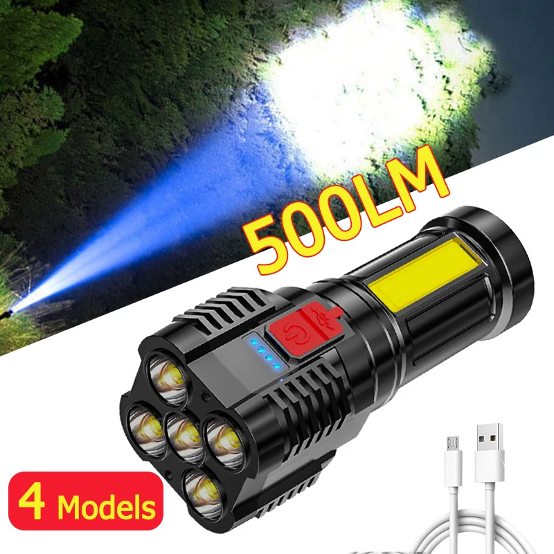

Портативный многофункциональный светодиодный фонарь, мощный перезаряжаемый от USB уличный светильник для кемпинга, светильник с COB матрицей