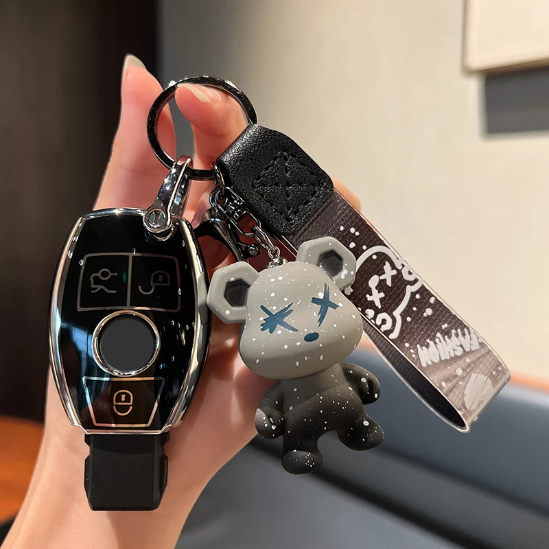 

Keyring TPU Car Key Cover Case for Mercedes Benz A B C E S G GLB GLC GLE GLS Class E200 E300 W177 W205 W213 W222 G63 X167 AMG