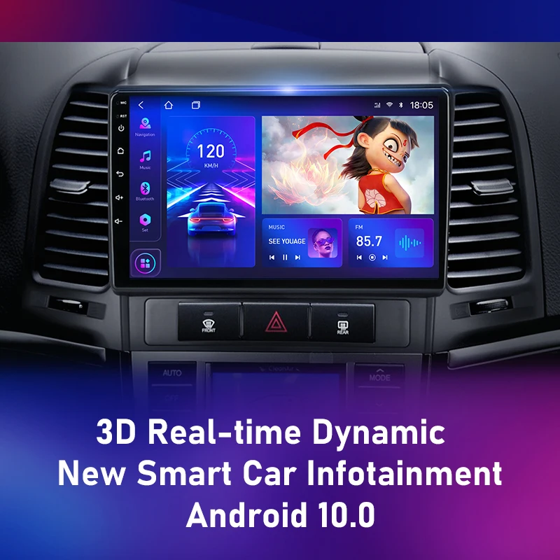 srnubi 9 android 10 car radio for hyundai santa fe 2 2006 2012 gps navigation 2 din 4g wifi dsp rds multimedia video player dvd free global shipping
