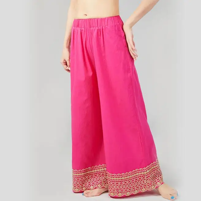 

Indian Women's Cotton Straight Wide leg pants Dance Long Trouser
