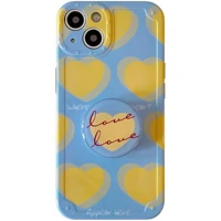 blue yellow hearts stand knot case for iphone 12 13 pro max back phone cover for 11 pro x xs xr 8 7 plus se 2020 capa