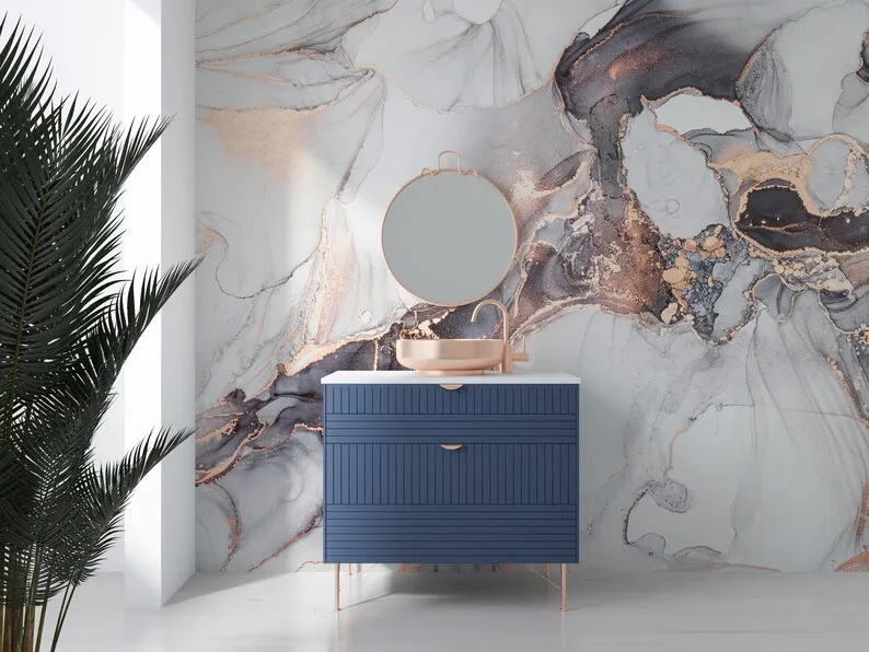 Роскошные обои с мраморным узором под розовое золото самоклеящиеся настенные