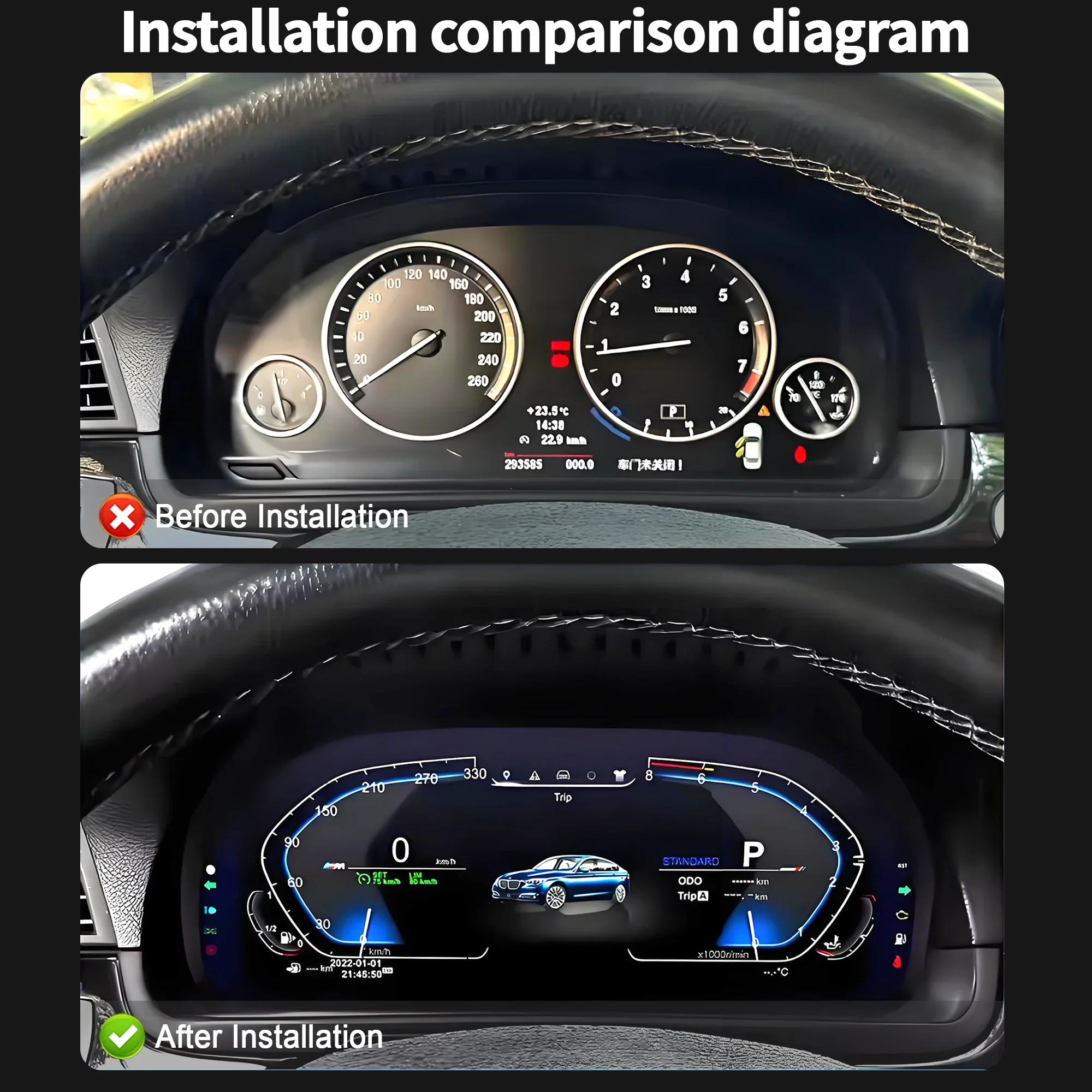 12 3-дюймовый автомобильный ЖК-дисплей приборной панели цифровой экран для BMW 5