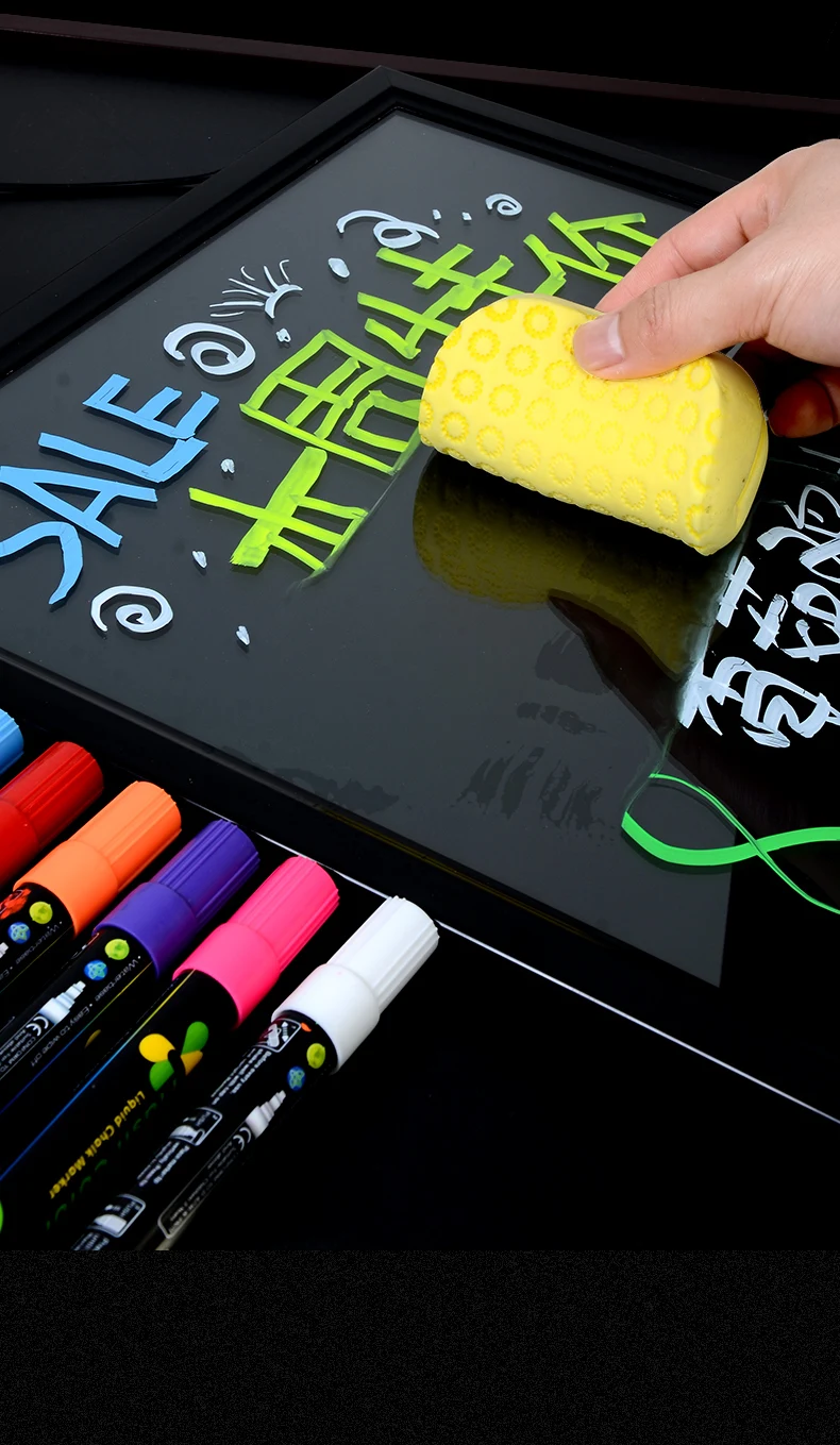 Tanie Tablica Kolorowe Marker Z Kredą W Płynie Wymazywalnej Wyróżnienia Fluorescencyjny Długopis Materiały Biurowe Billboard LED Malowanie Tablica Cena Tablica Kolorowe Marker Z Kredą W Płynie Wymazywalnej Wyróżnienia Fluorescencyjny Długopis Materiały Biurowe Billboard LED Malowanie Tablica