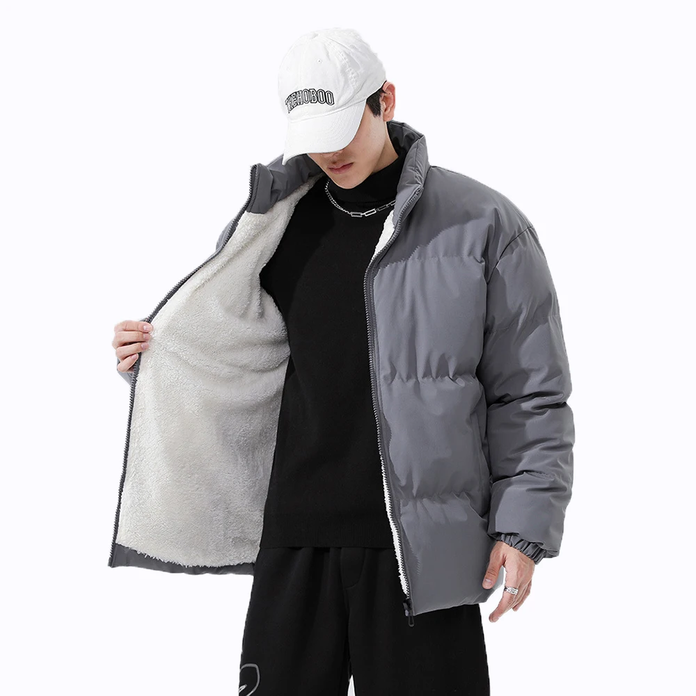 Covrlge Men's Hot Sale Coat Winter Stand Collar Windproof Bread Cotton Parkas Overcoat Male Solid Color Loose Men Clothes MWM165