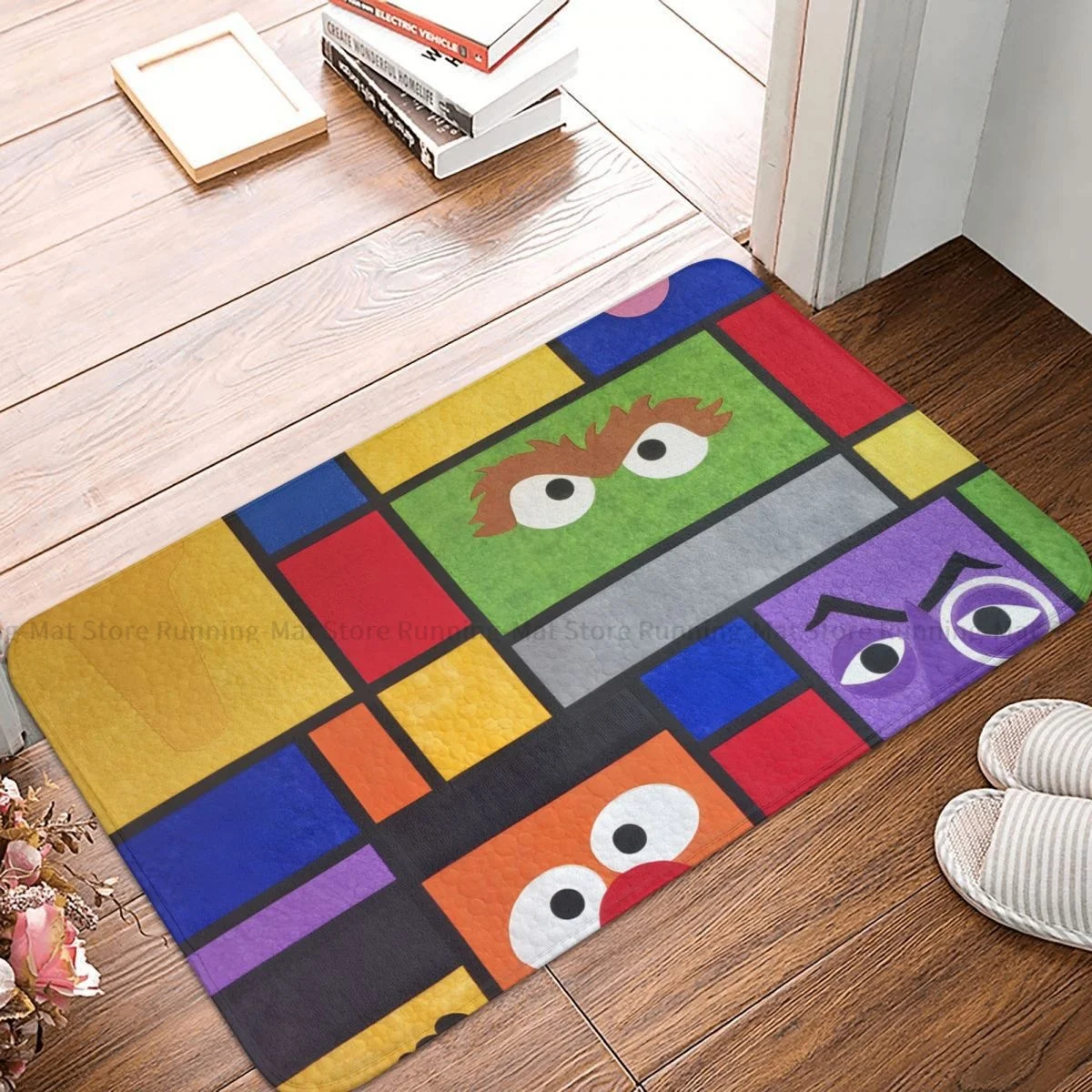 

Sesame Street 80s TV Series Bathroom Non-Slip Carpet Square Color Elmo Bedroom Mat Welcome Doormat Home Decoration Rug