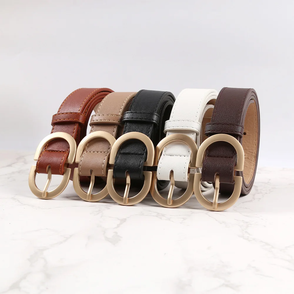 

The New Classic Retro Fashion All-Match Leather Light Body Round Buckle Simple Circle Pin Belts for Women Fashion Jeans Female