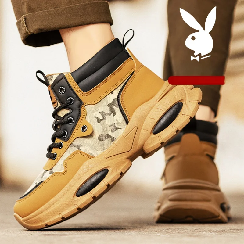 Ботинки Playboy мужские осенние и зимние уличные армейские короткие ботинки для