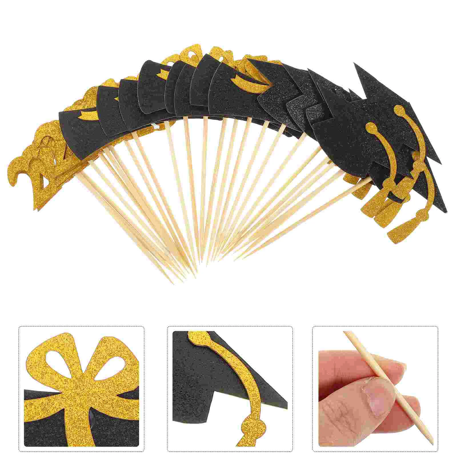 

24 Pcs Grad Party Decoration Grad Party Cupcake Topper Cake Decors Graduation Hat Graduation Cake Insert