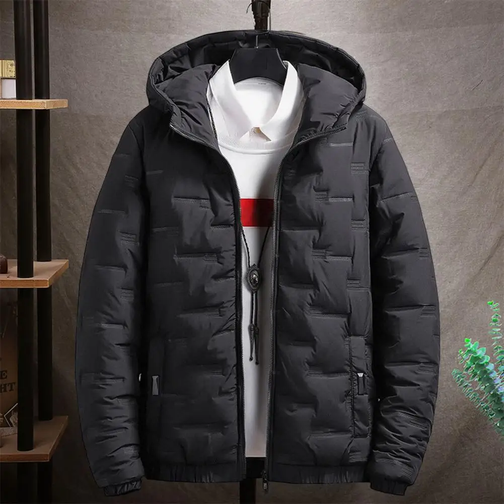 Stylish Men Windbreaker Cotton Padded Cozy Thicken Hood Coat Outerwear  Winter Men Jacket for Daily Wear